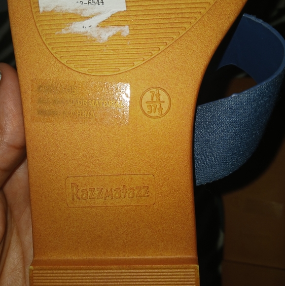 NEW Razzmatazz Women denim blue square toe flat sandals - Picture 8 of 8